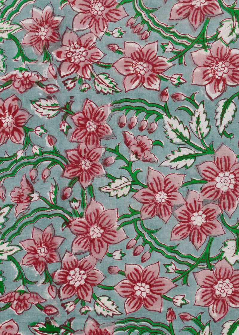 Rose of the Moment Cotton Hand Block Printed Fabric