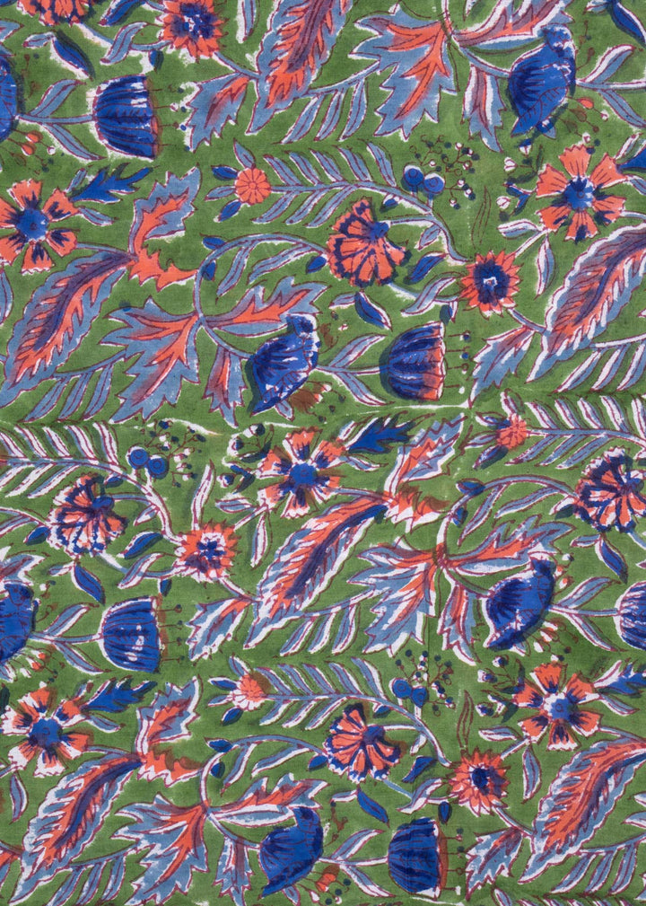 "  Prism Powder Mulmul Hand Block Printed Fabric "