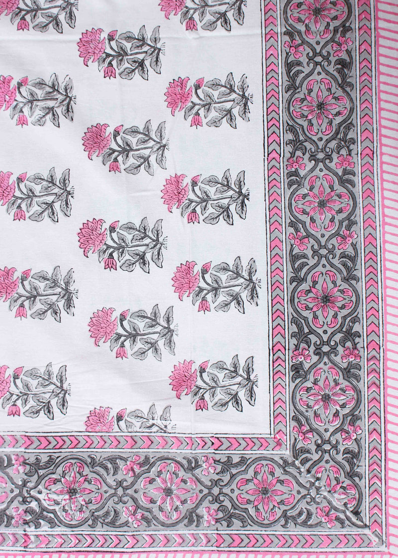 Blushing Light Cotton Hand Block Printed Bed Linens