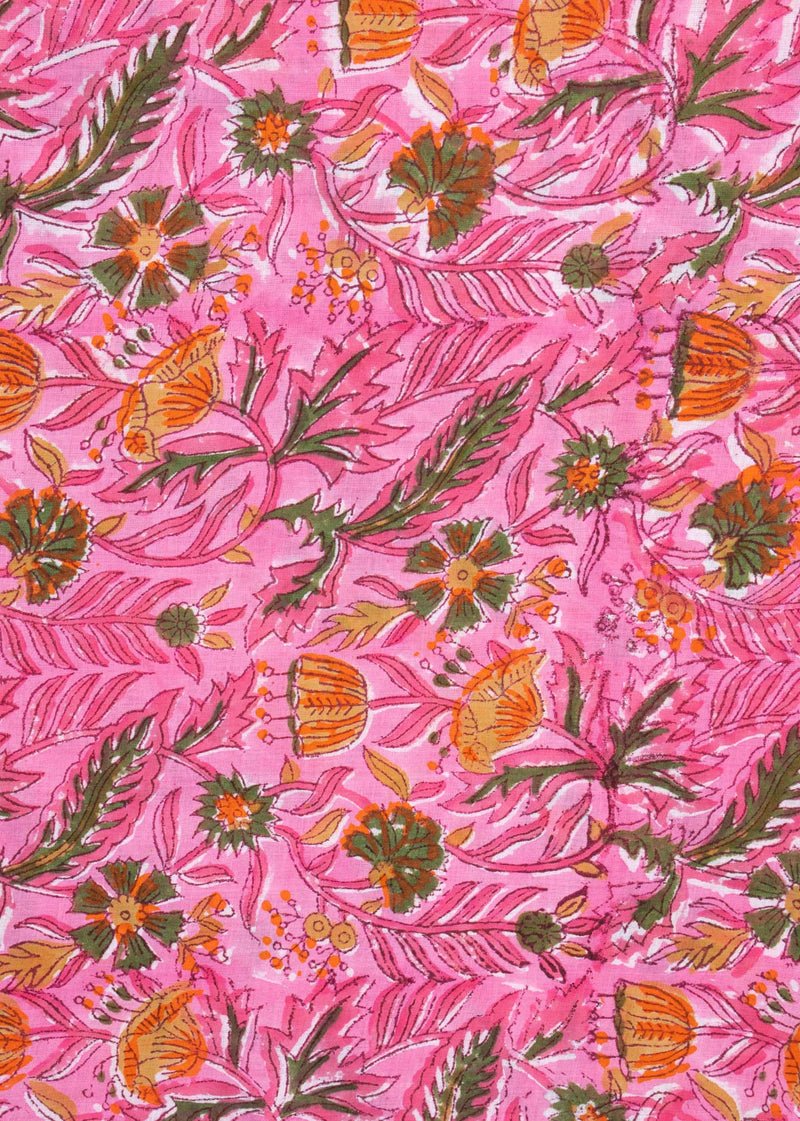 "    Prism Peach Mulmul Hand Block Printed Fabric " (3.60 Meter)