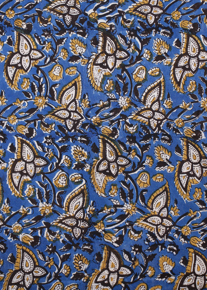 Monsoon Memories Blue Cotton Hand Block Printed Fabric