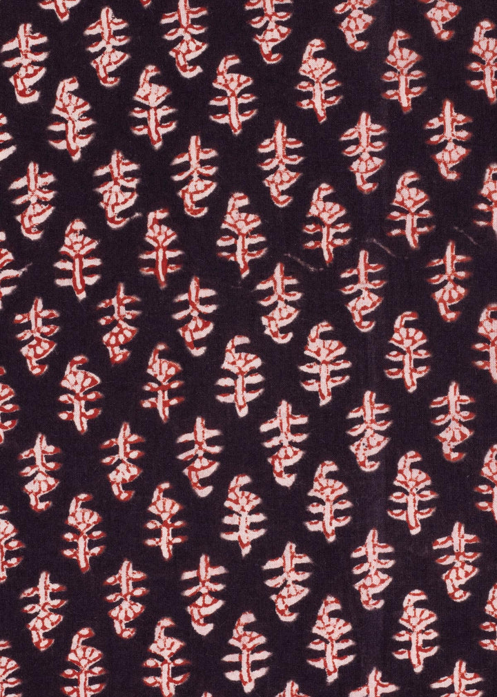 Euphony Black Cotton Hand Block Printed Fabric