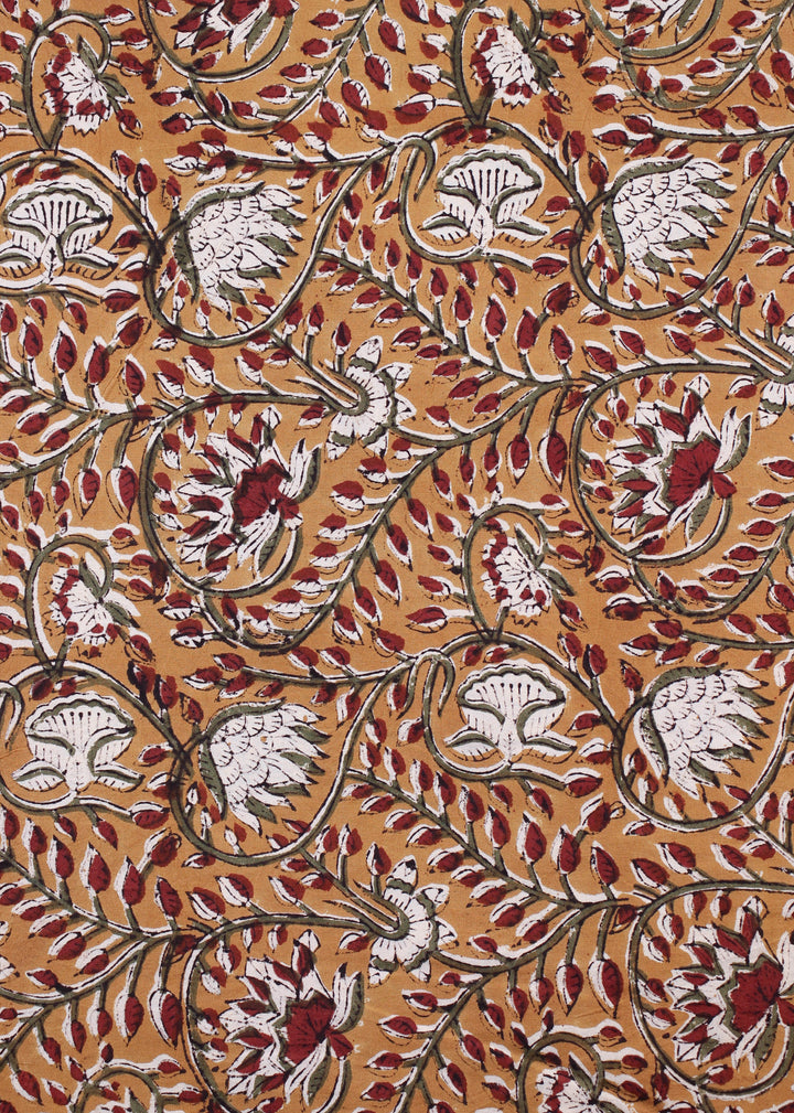 Desert Days Mustard Cotton Hand Block Printed Fabric