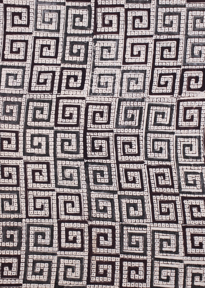 Puzzles Black Cotton Hand Block Printed Fabric