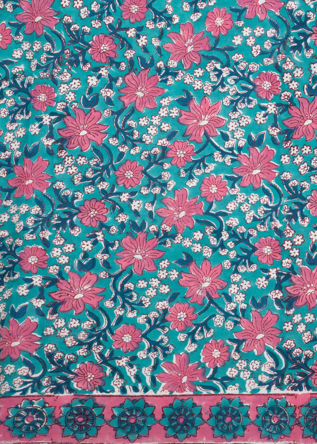 Pearls Cotton Hand Block Printed Fabric