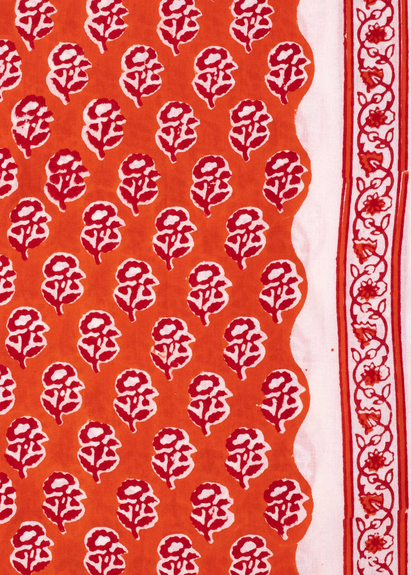 Eden Red Cotton Hand Block Printed Fabric (1.50 Meter)