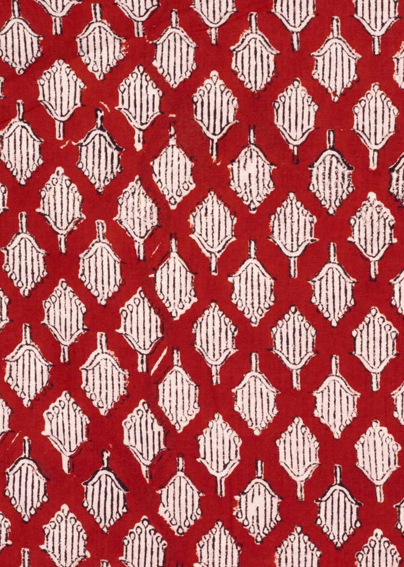 Aperture Carmine Cotton Hand Block Printed Fabric