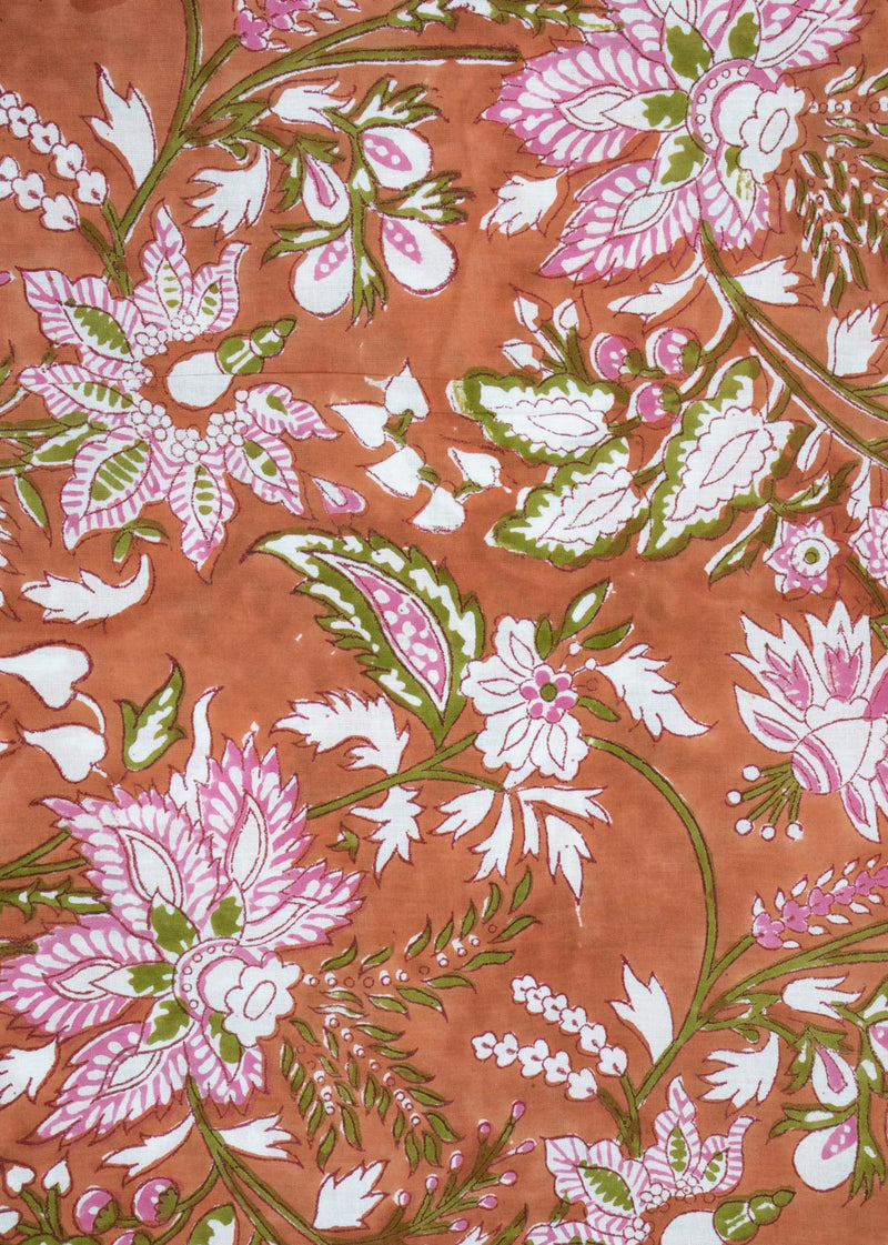 Celosia Red Cotton Hand Block Printed Fabric (1.00 Meter)