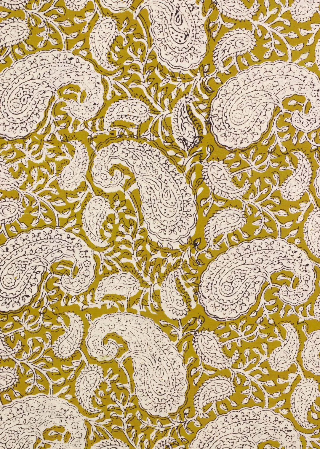 Pantomime Mustard Cotton Hand Block Printed Fabric