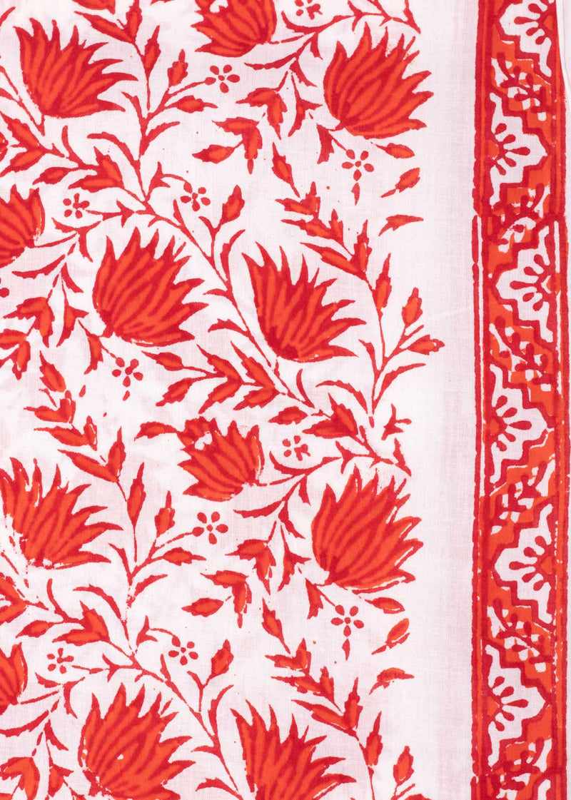 Inferno Red Cotton Hand Block Printed Fabric