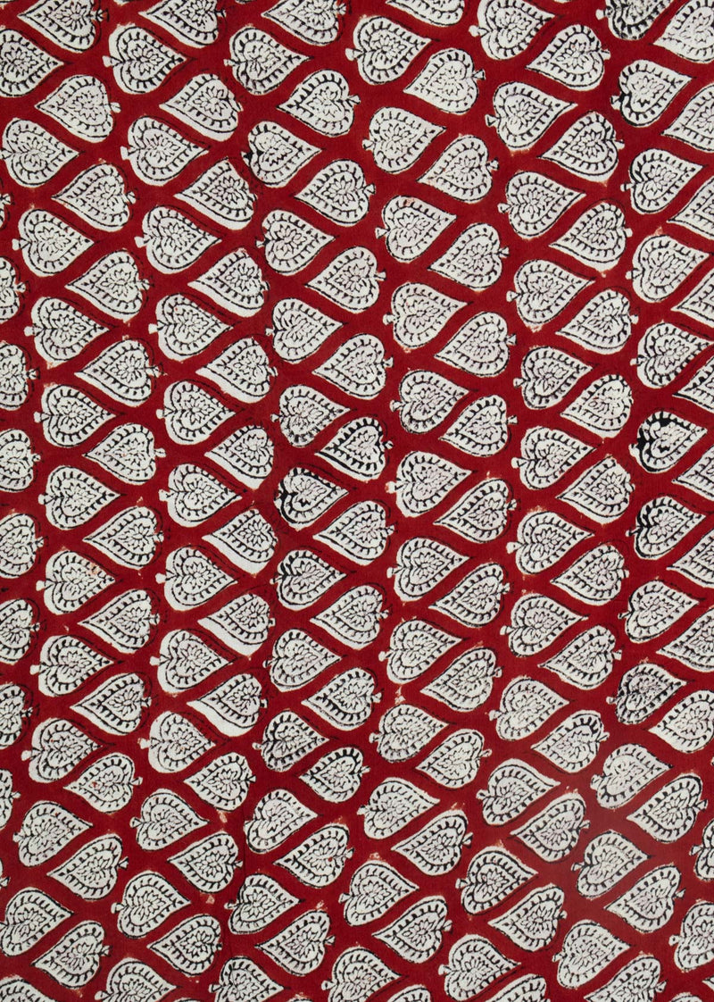 Gemstone Red Muslin Hand Block Printed Fabric