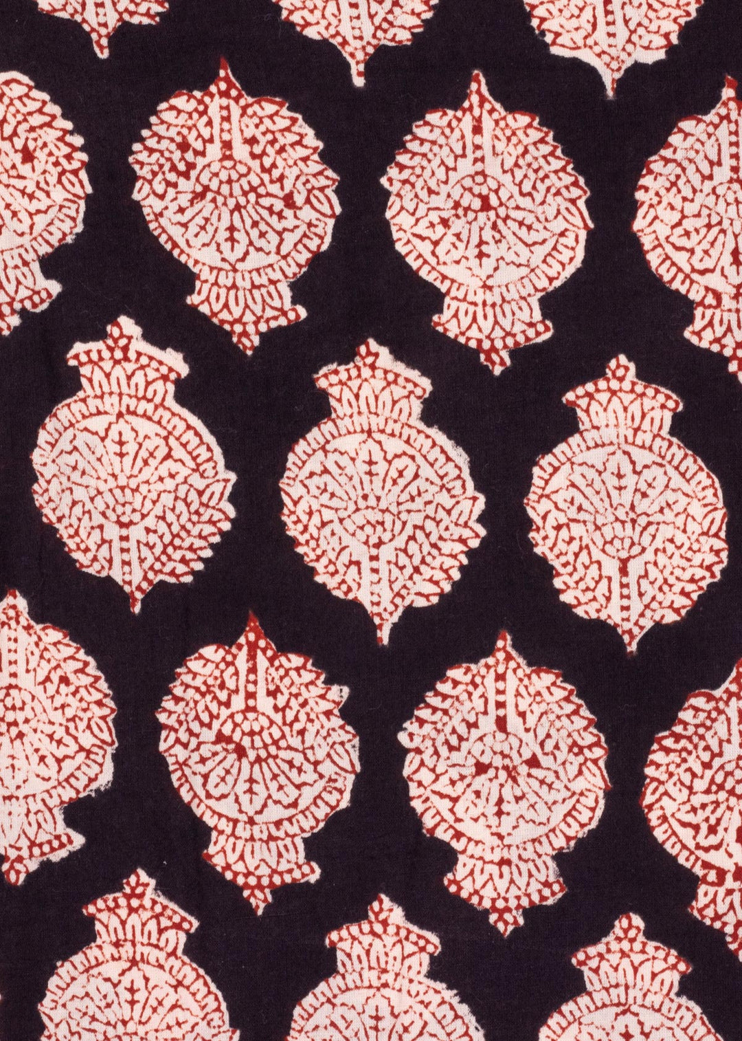 Caroline Black Cotton Hand Block Printed Fabric