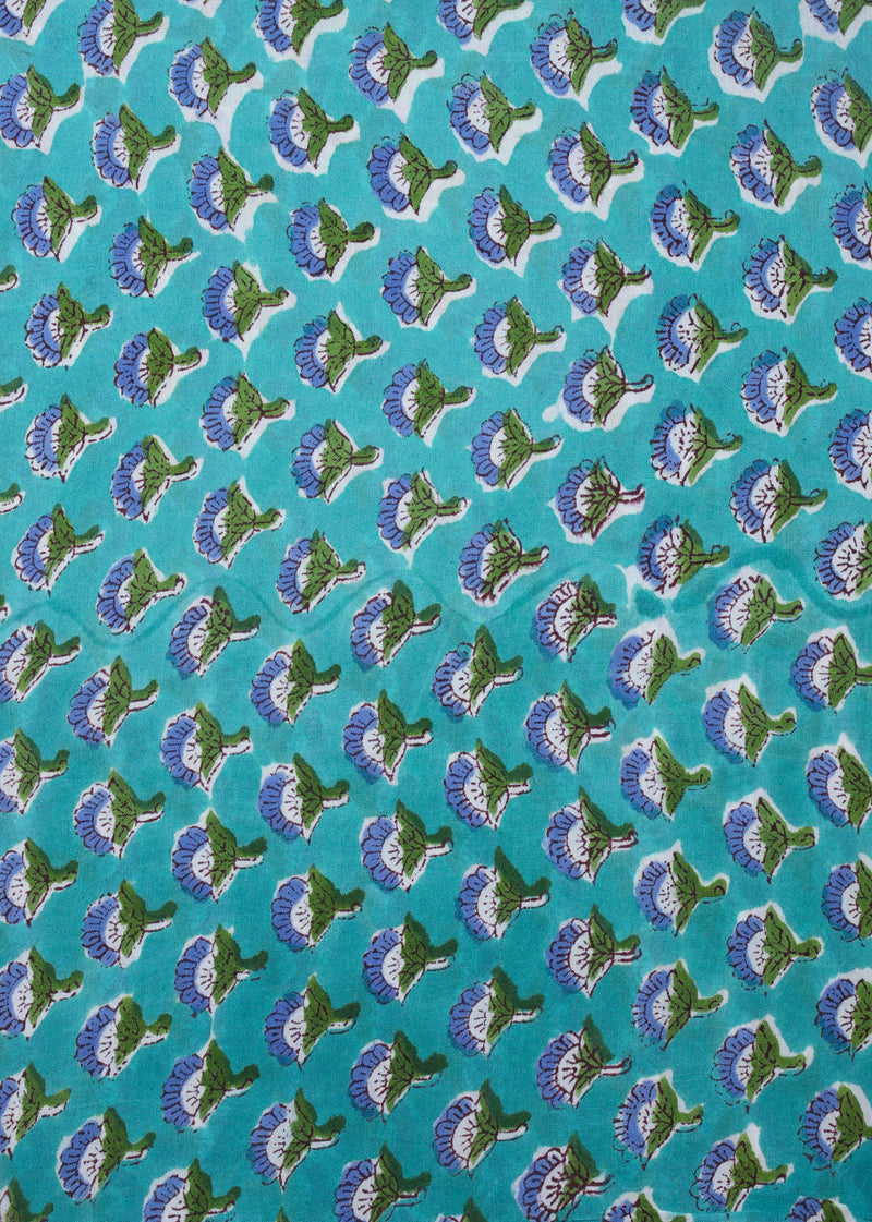 Silent Lillies Muslin  Hand Block Printed Fabric
