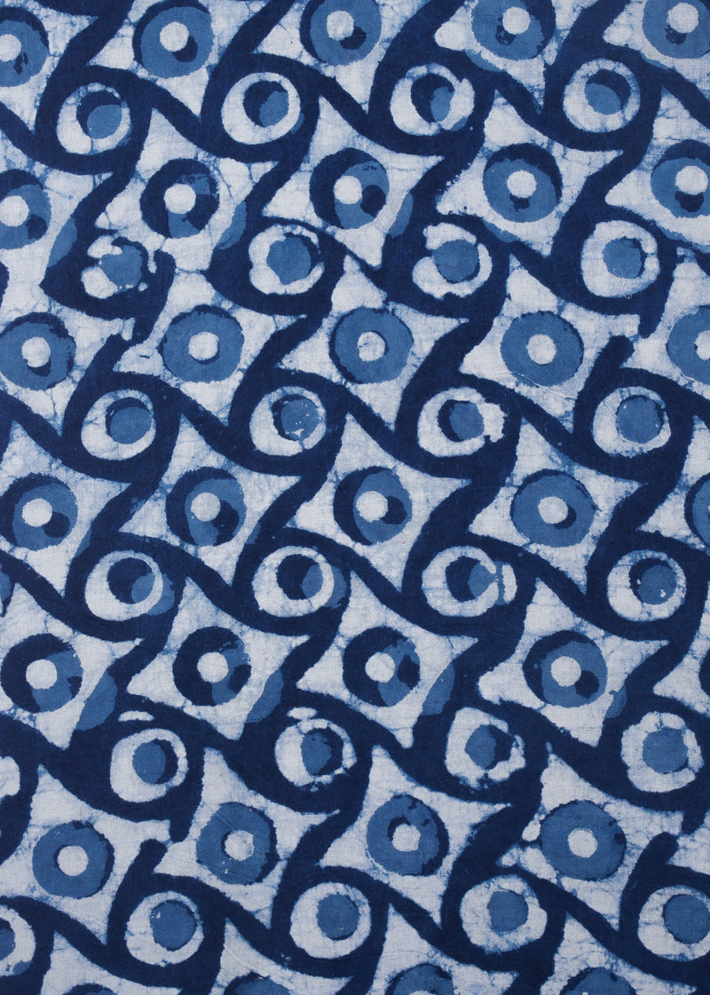 Caper Indigo Cotton Hand Block Printed Fabric (1.00 Meter)
