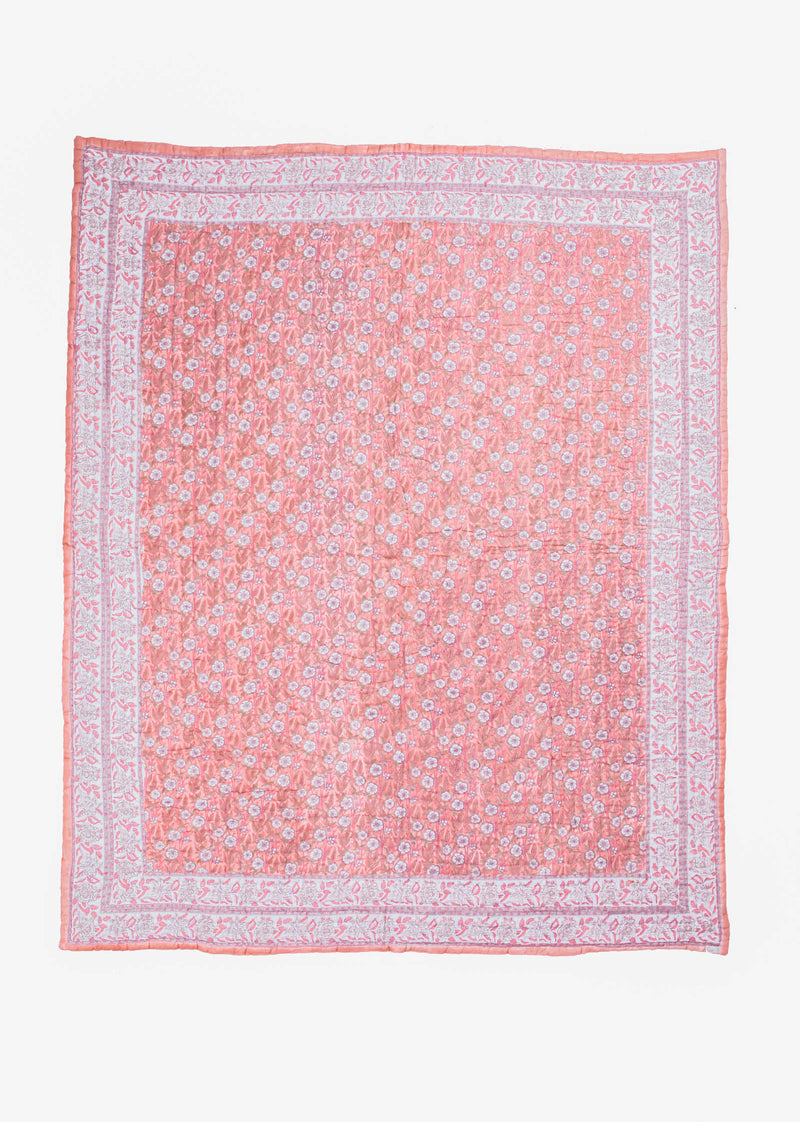 Nectar Hand Block Printed Cotton Bed Quilt