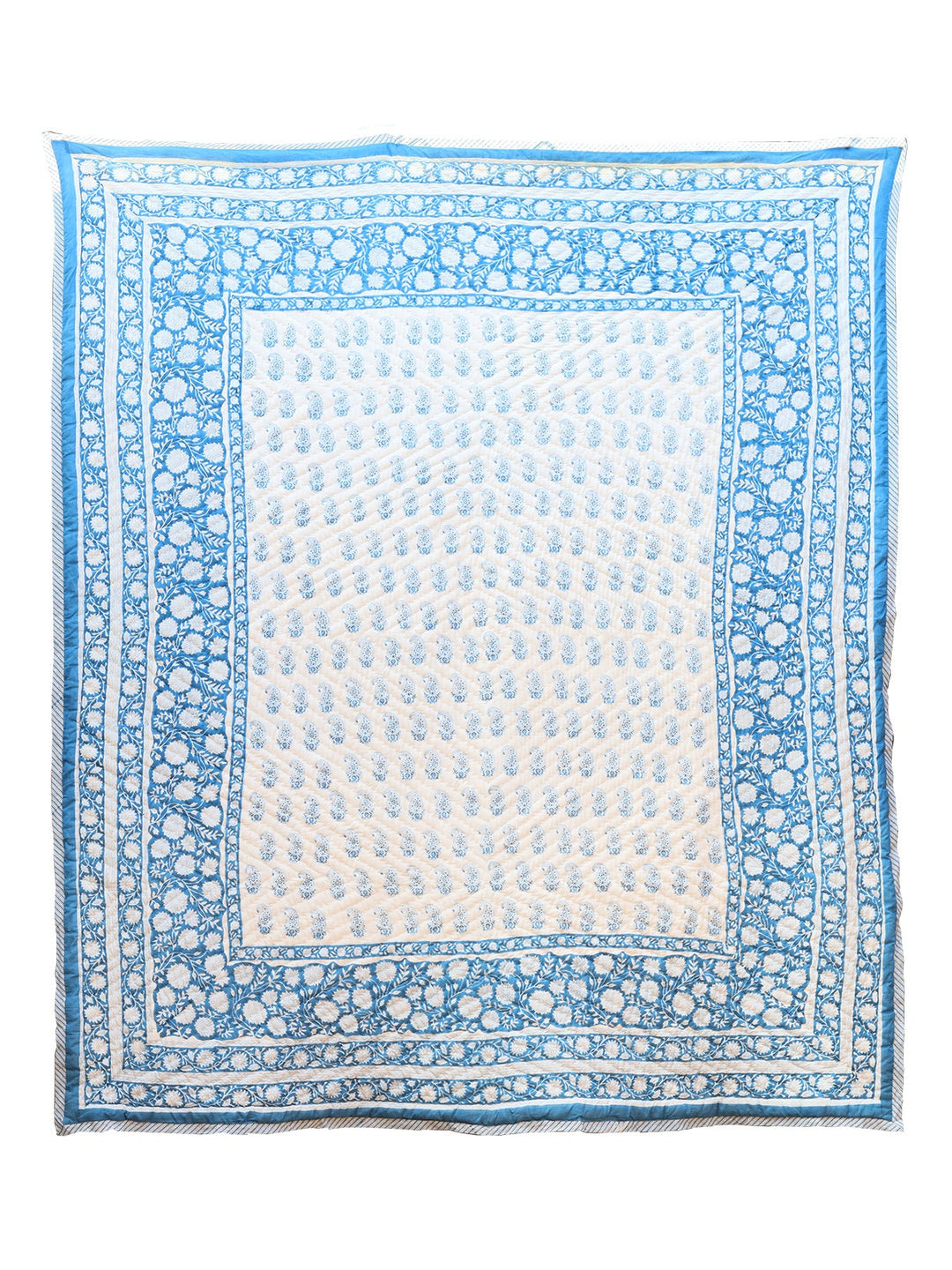 Gentle Joys Cotton Hand Block Printed Bed Quilt