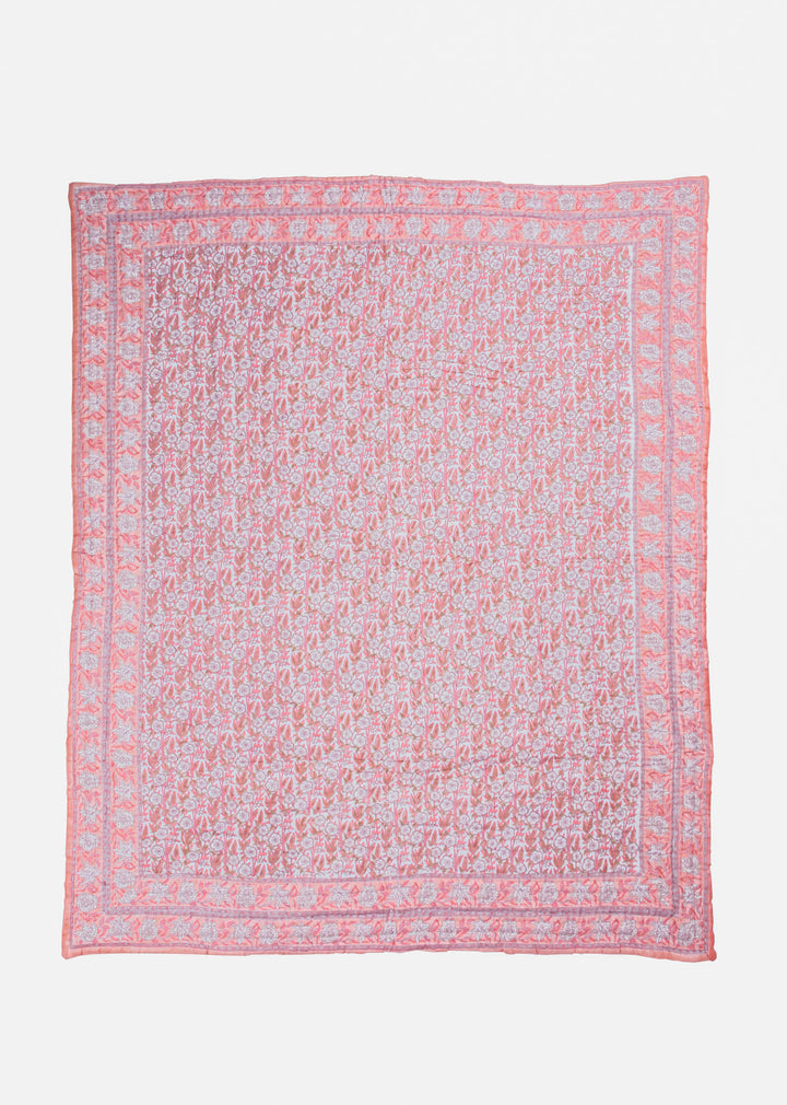 Nectar Hand Block Printed Cotton Bed Quilt