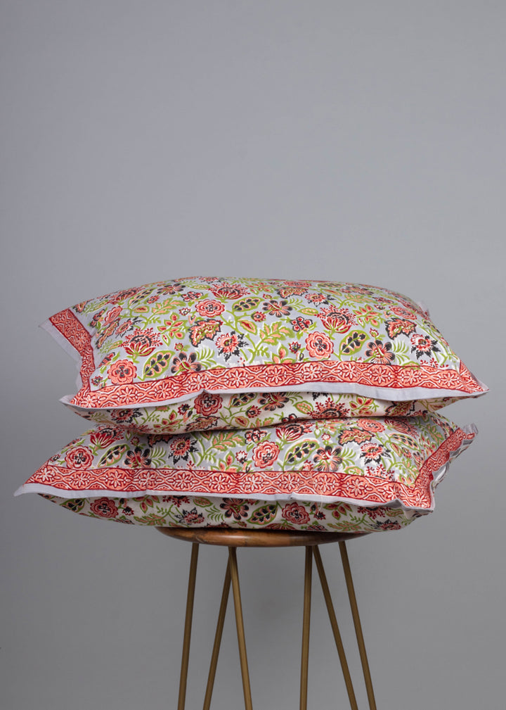 Gleaming Blossoms Hand Block Printed Cotton Bedsheet