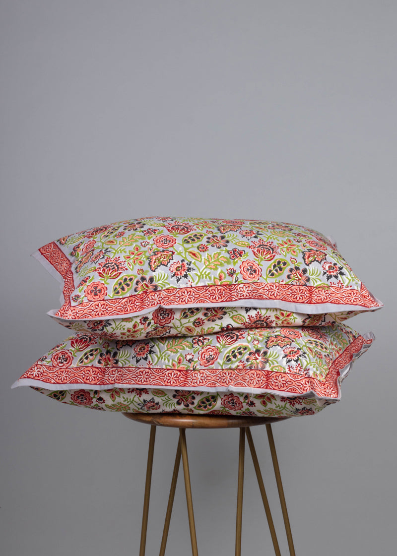 Gleaming Blossoms Hand Block Printed Cotton Bedsheet
