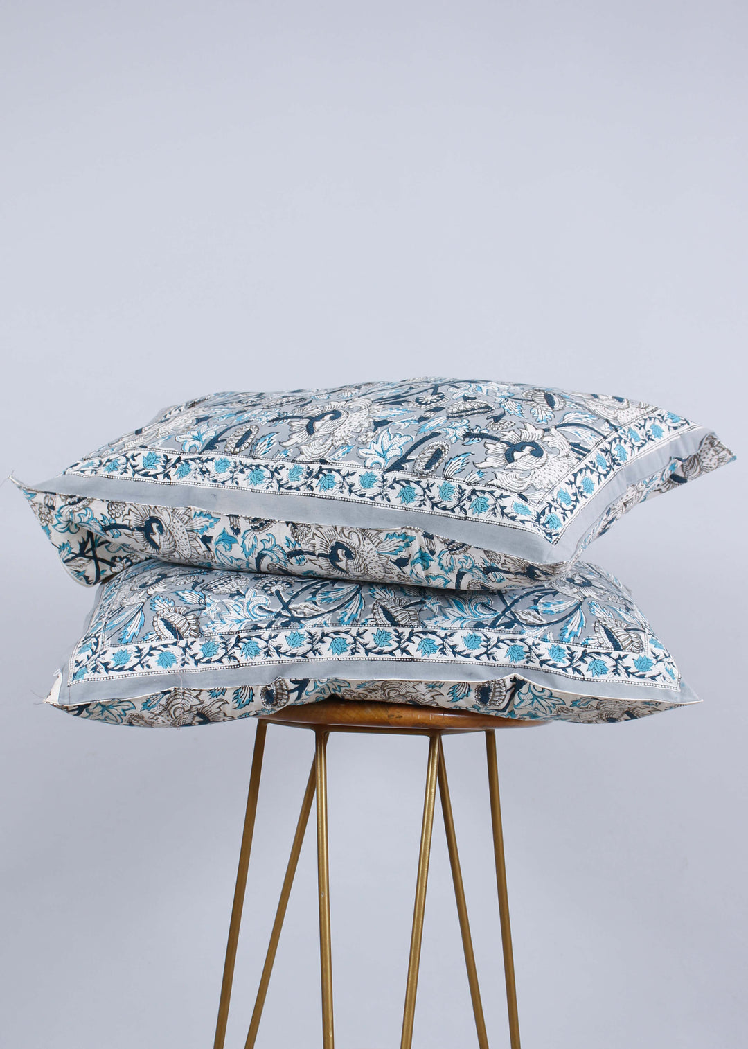 Silence of Blue Cotton Hand Block Printed Bed Linens