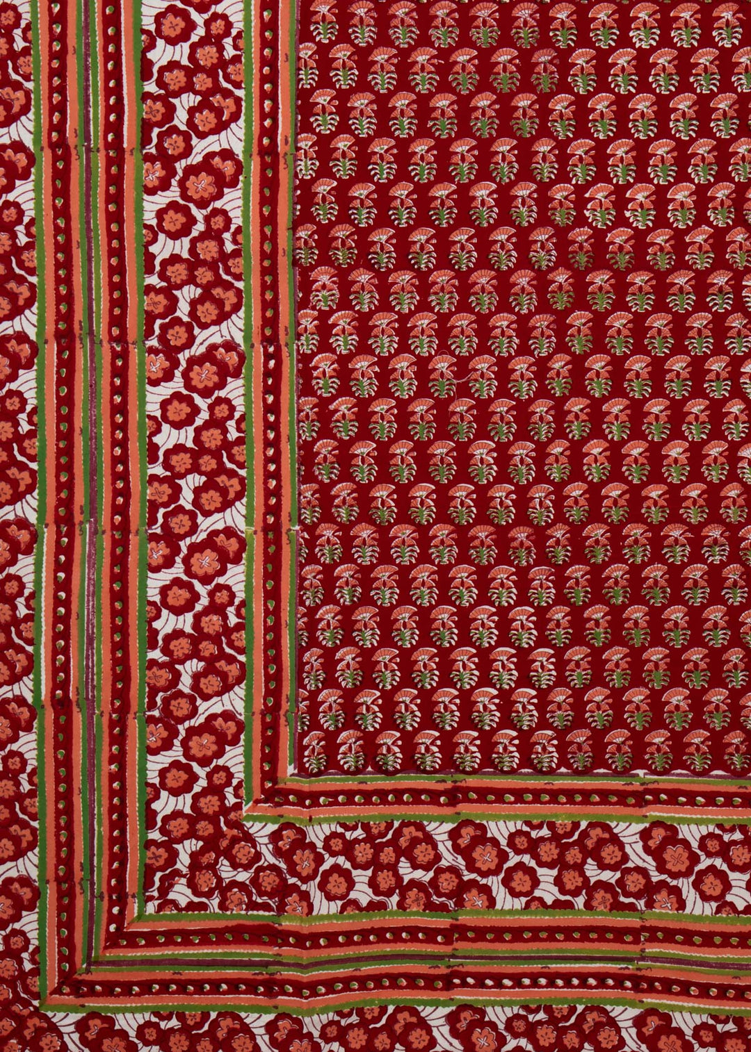 Crimson Cold Hand Block Printed Cotton Bedsheet