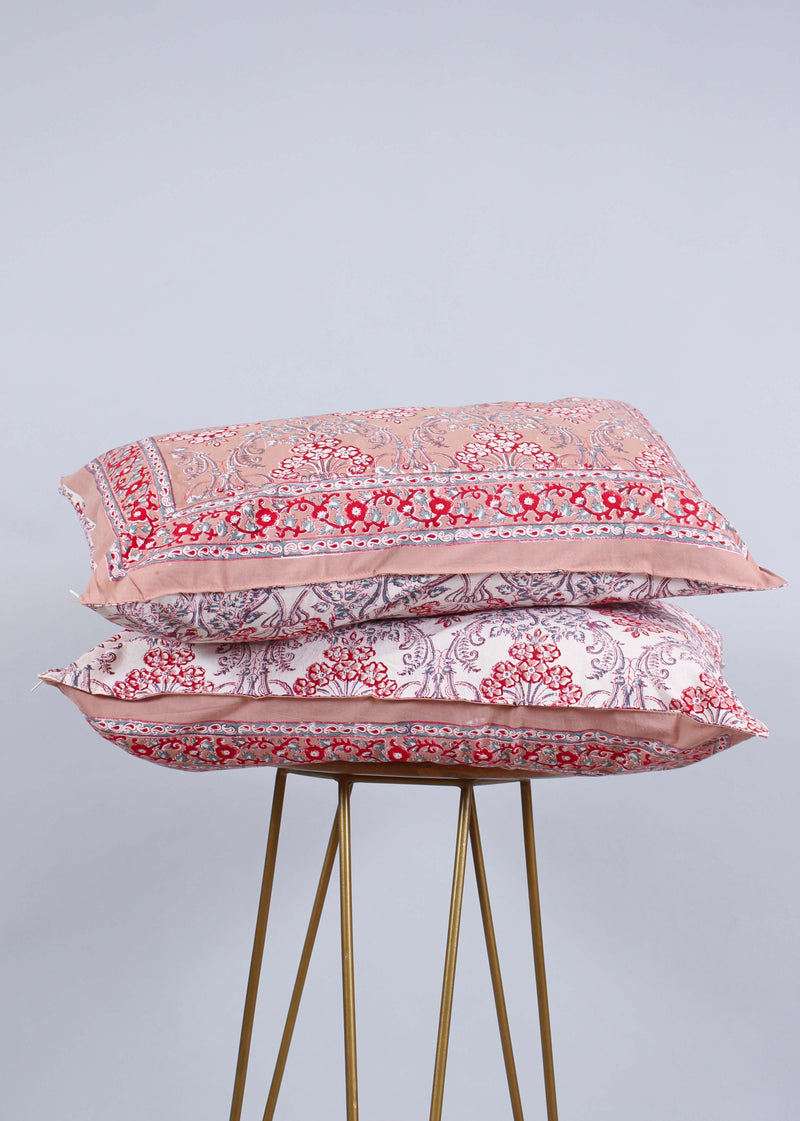 Town Road Bloom Blush Cotton Hand Block Printed Bed Linens