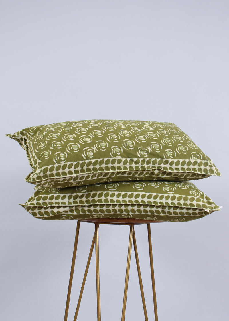 Lush Green Vineyard Cotton Hand Block Printed Bed Linens