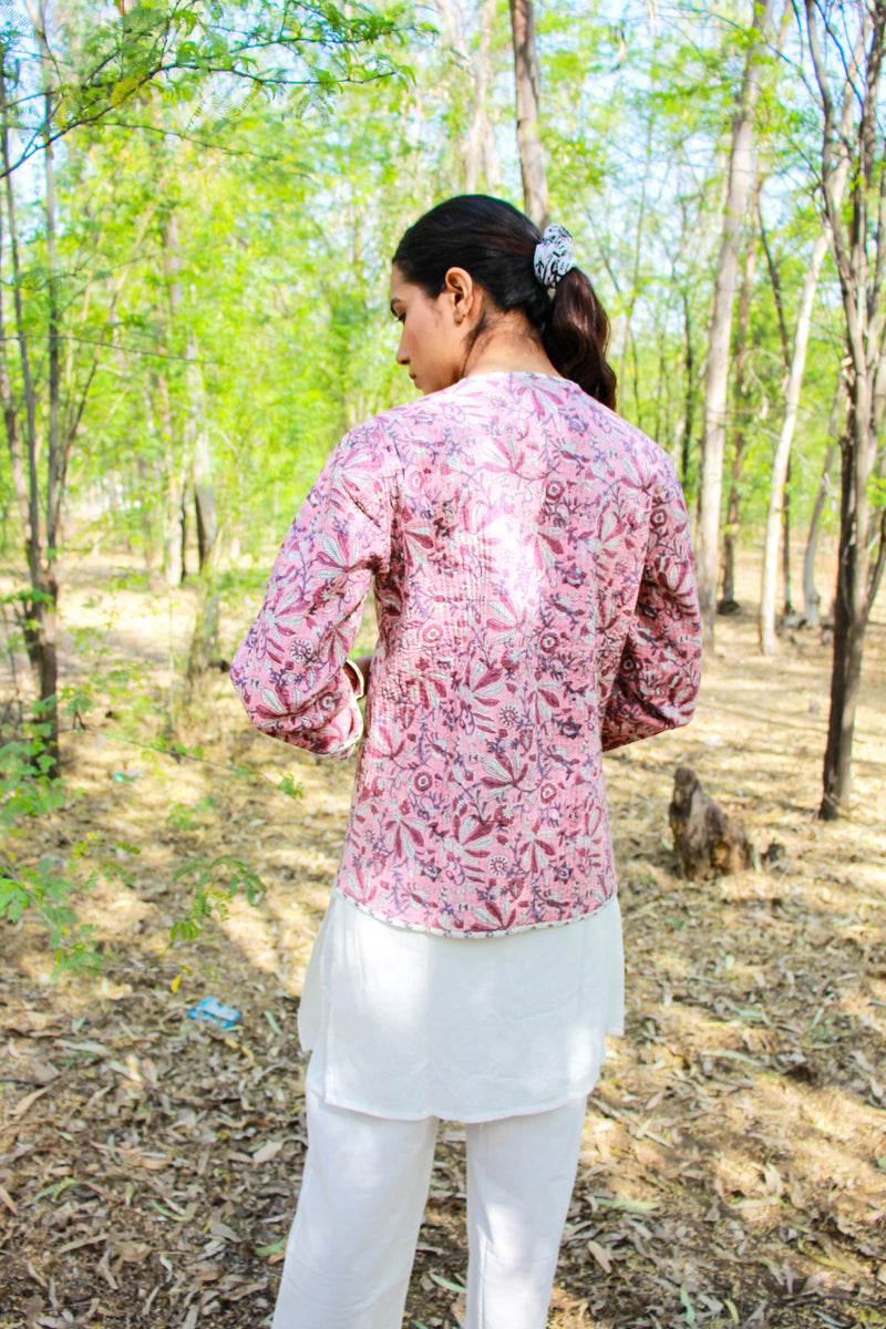 Cotton Quilted Solitude Reversible Hand Block Print Women’s Jacket