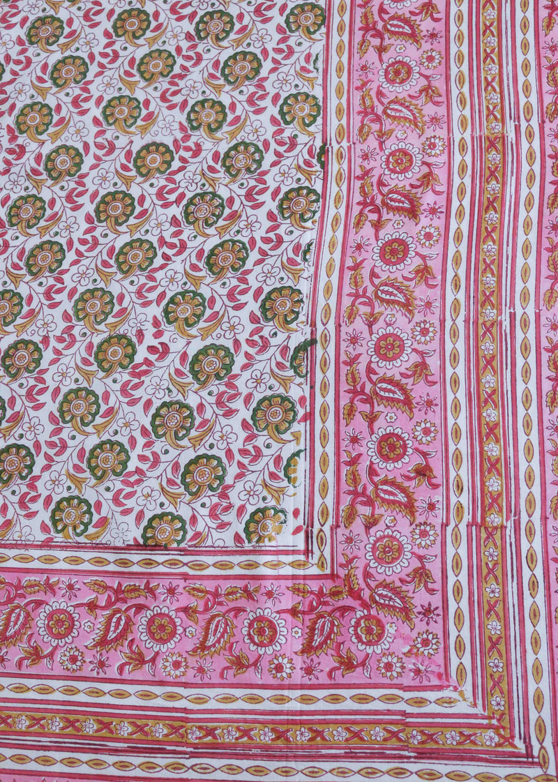 Marigold Blush Cotton Hand Block Printed Reversible Dohar