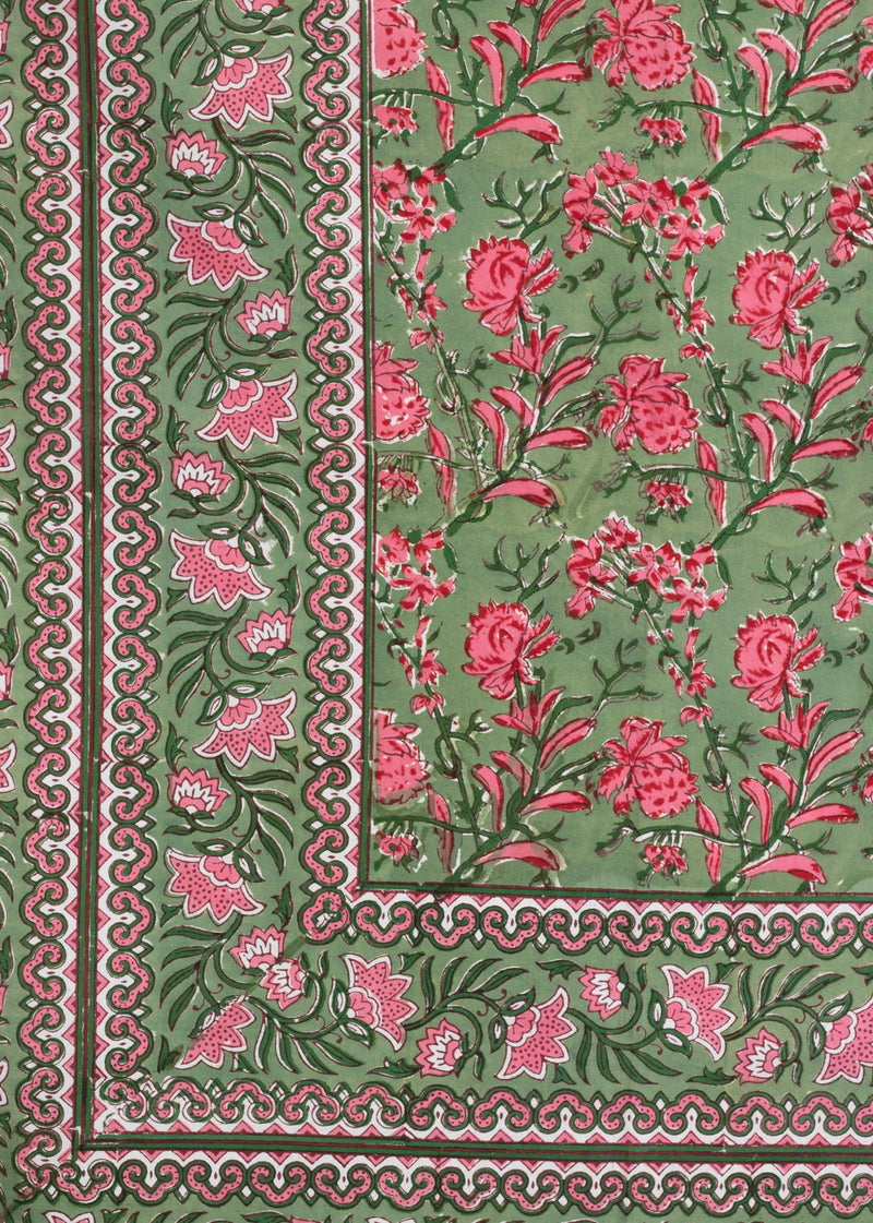 Jungle Flower Hand Block Printed Cotton Bedsheet