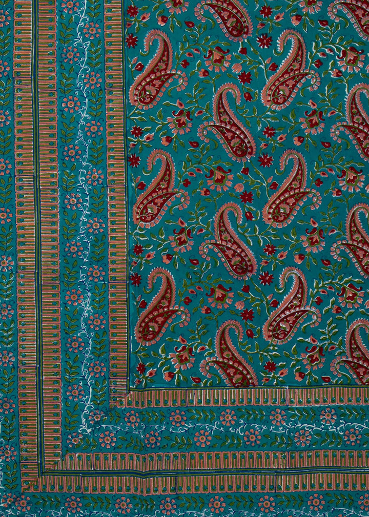 Paisley Hand Block Printed Cotton Bedsheet