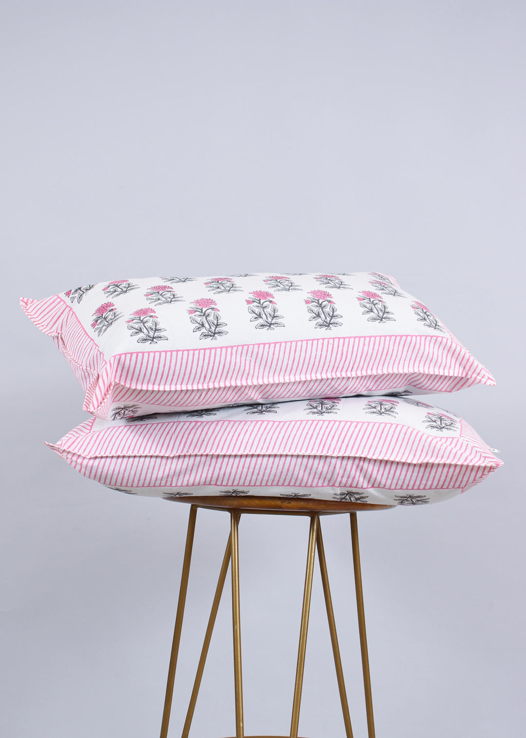 Blushing Light Cotton Hand Block Printed Bed Linens