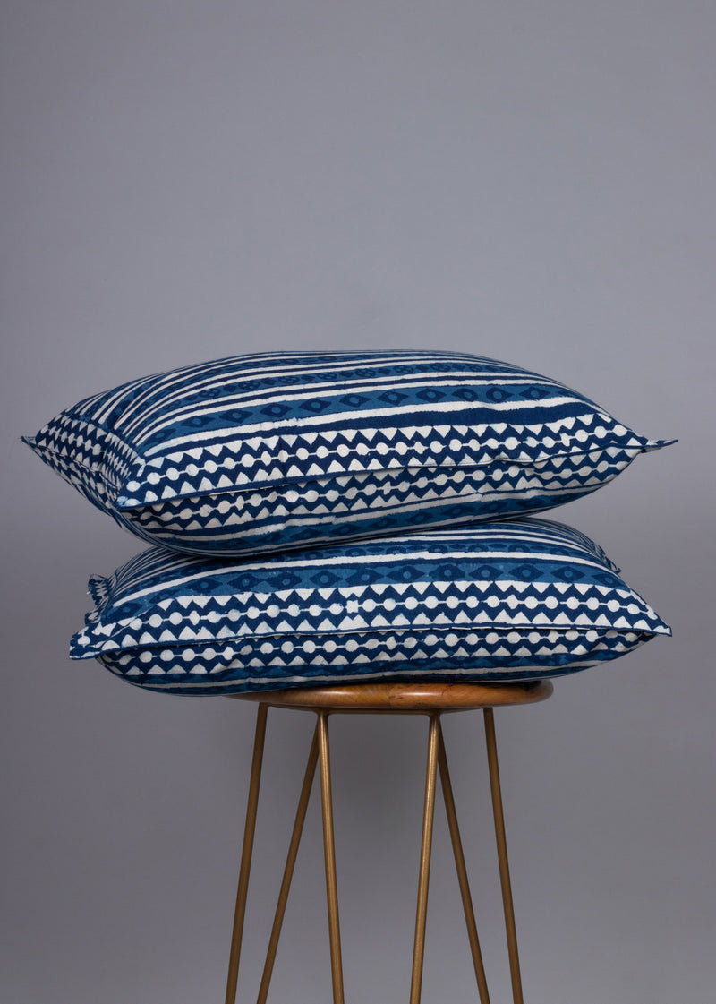 Streamlines Blue Hand Block Printed Cotton Bedsheets