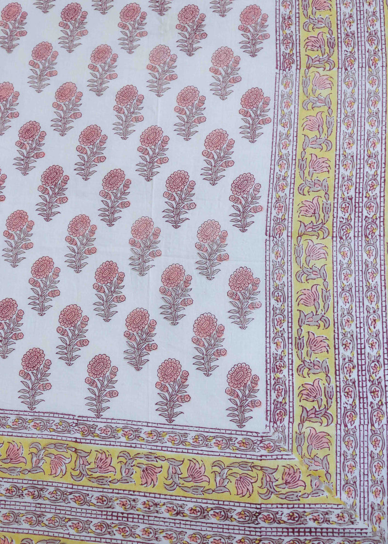 Dusk Of Yellow Hand Block Printed Reversible Cotton Dohar