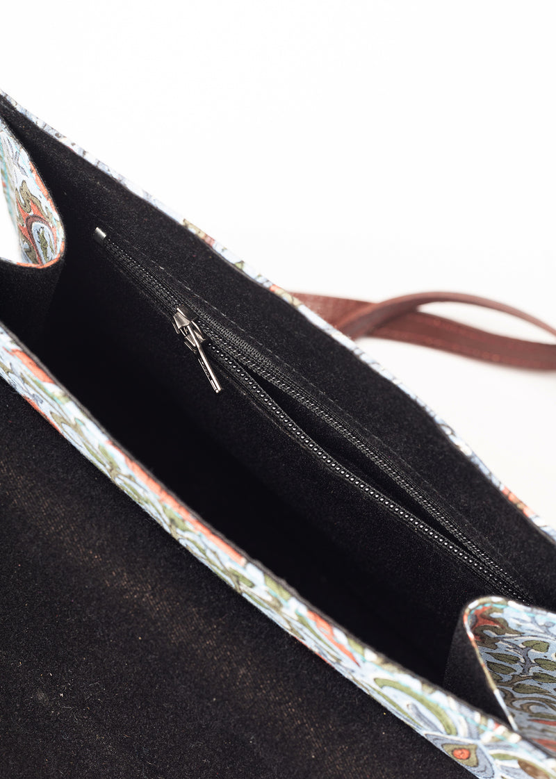 New Dawn Hand Block Printed Leather Sling Bag