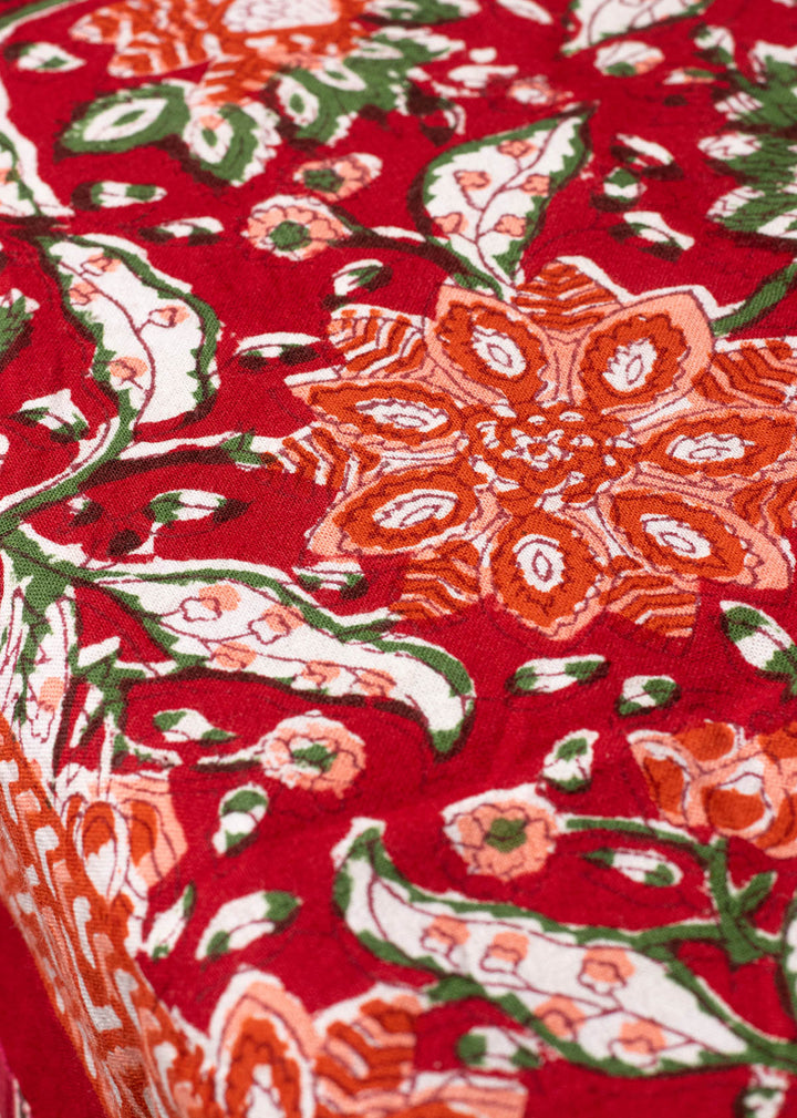 Bloom Ablazed Hand Block Printed Table Cover