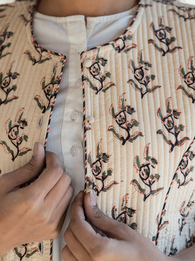 Cotton Quilted Deserted Eden Reversible Hand Block Print Women’s Jacket