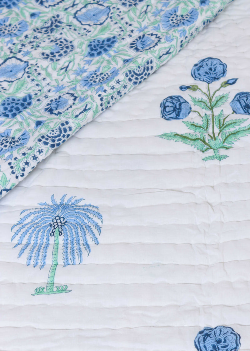 Sapphire Shore Cotton Hand Block Printed Bed Linens