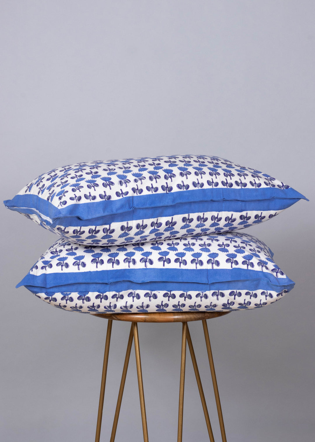 Roseate Blue Block Printed Cotton Bedsheet