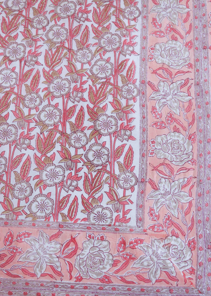 Peach Perfection Cotton Hand Block Printed Reversible Dohar