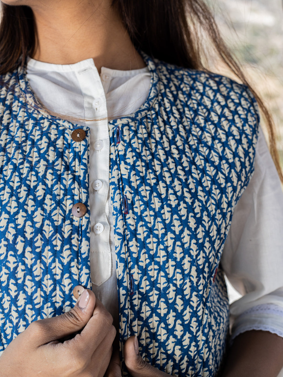 Cotton Quilted Nocturnal Reversible Hand Block Print Women’s Jacket S