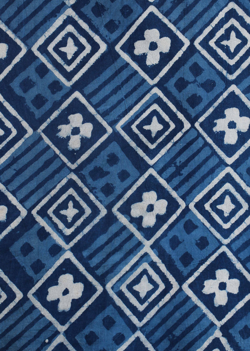 Holy Blues Cotton Hand Block Printed Fabric