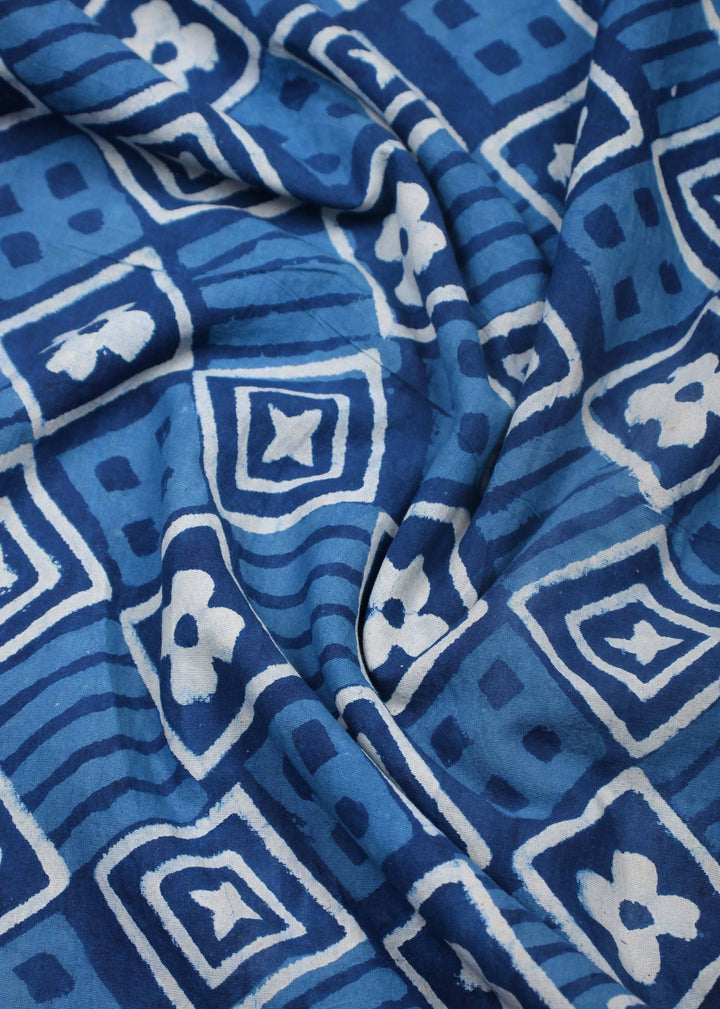 Holy Blues Cotton Hand Block Printed Fabric