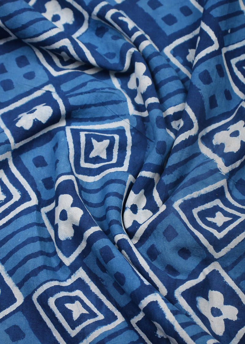Holy Blues Cotton Hand Block Printed Fabric